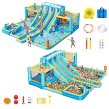 Load image into Gallery viewer, 10-in-1 Water Slide Bounce House – Wet &amp; Dry Backyard Play Park
