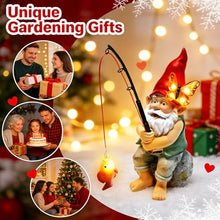 Load image into Gallery viewer, stadeco Solar Fishing Gnome Garden Statue – Lighted Butterfly Yard &amp; Patio Sculpture
