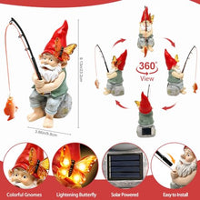 Load image into Gallery viewer, stadeco Solar Fishing Gnome Garden Statue – Lighted Butterfly Yard &amp; Patio Sculpture
