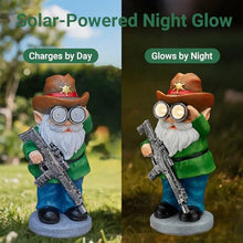 Load image into Gallery viewer, Solar Rifle &amp; Telescope Gnome Statue – Lighted Outdoor Guard Sculpture
