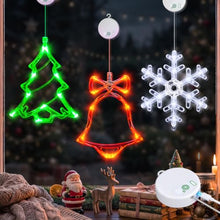 Load image into Gallery viewer, Christmas Window Lights 3-Pack – Rechargeable LED Suction Decor
