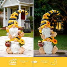Load image into Gallery viewer, QZZP Stacked Bee Gnomes Solar Lantern Statue

