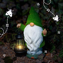 Load image into Gallery viewer, Redwix Flocked Green Moss Solar Garden Gnome
