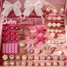 Load image into Gallery viewer, 80-Piece Pink &amp; Gold Shoe Charms &amp; Brooches Set – Y2K Coquette DIY Sneaker Accessories
