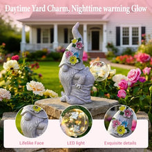 Load image into Gallery viewer, Solar Lighted Bubble Gnome Statue – Hand-Painted Outdoor Garden Light
