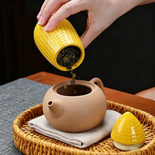 Load image into Gallery viewer, Yellow Ceramic Corn Cob Food Storage Jar – Sealed Kitchen Canister with Lid
