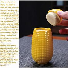 Load image into Gallery viewer, Yellow Ceramic Corn Cob Food Storage Jar – Sealed Kitchen Canister with Lid
