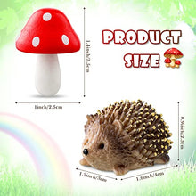 Load image into Gallery viewer, Queekay 6-Piece Hedgehog &amp; Red Mushroom Set – Resin &amp; Wood Fairy Garden Miniatures
