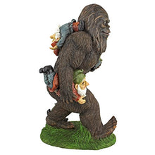 Load image into Gallery viewer, Design Toscano Bigfoot &amp; Lawn Gnomes Statue – Funny Sasquatch Piggyback Lawn Figurine
