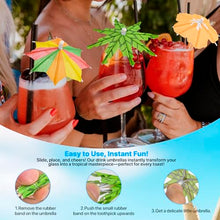 Load image into Gallery viewer, Cocktail Umbrellas 150-Pack – Tropical Paper Drink Umbrellas
