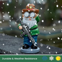 Load image into Gallery viewer, Solar Rifle &amp; Telescope Gnome Statue – Lighted Outdoor Guard Sculpture
