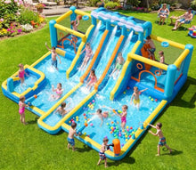 Load image into Gallery viewer, 10-in-1 Water Slide Bounce House – Wet &amp; Dry Backyard Play Park
