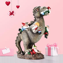 Load image into Gallery viewer, T-Rex Dinosaur Eating Garden Gnomes Statue – Funny Outdoor Lawn Sculpture
