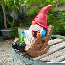 Load image into Gallery viewer, Generic Coffee Drinking Gnome in Rocking Chair – 7-Inch Indoor &amp; Outdoor Statue
