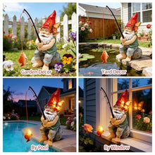 Load image into Gallery viewer, stadeco Solar Fishing Gnome Garden Statue – Lighted Butterfly Yard &amp; Patio Sculpture
