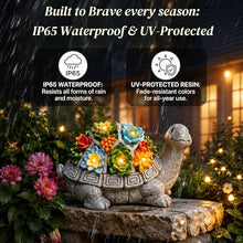 Load image into Gallery viewer, Solar Grey Turtle Garden Ornament – Recycled Eco-Friendly Resin Lawn Accent
