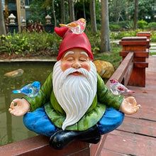 Load image into Gallery viewer, Meditating Lotus Solar Gnome Statue – Lighted Bird Figurine for Gardens
