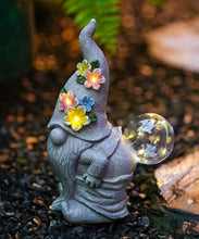 Load image into Gallery viewer, Solar Lighted Bubble Gnome Statue – Hand-Painted Outdoor Garden Light

