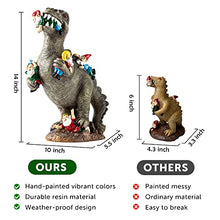 Load image into Gallery viewer, T-Rex Dinosaur Eating Garden Gnomes Statue – Funny Outdoor Lawn Sculpture
