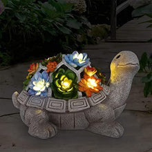 Load image into Gallery viewer, Solar Grey Turtle Garden Ornament – Recycled Eco-Friendly Resin Lawn Accent
