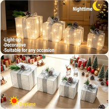 Load image into Gallery viewer, Lighted Christmas Gift Boxes – 4-Piece LED Holiday Decor Set
