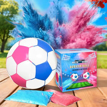 Load image into Gallery viewer, Gender Reveal Soccer Ball – Blue &amp; Pink Powder Explosion Ball
