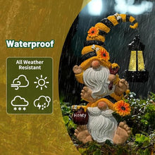 Load image into Gallery viewer, QZZP Stacked Bee Gnomes Solar Lantern Statue
