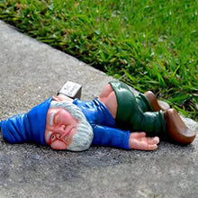 Load image into Gallery viewer, MINICAR Drunk Sprawled Garden Gnome Statue – Funny Naughty Lawn &amp; Desk Figurine

