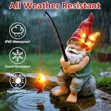 Load image into Gallery viewer, stadeco Solar Fishing Gnome Garden Statue – Lighted Butterfly Yard &amp; Patio Sculpture
