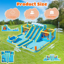 Load image into Gallery viewer, 10-in-1 Water Slide Bounce House – Wet &amp; Dry Backyard Play Park
