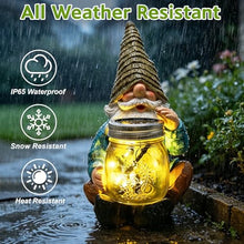 Load image into Gallery viewer, VOOKRY Solar Gnome with Glowing Firefly Jar – 10.6-Inch Outdoor Fairy Garden Light
