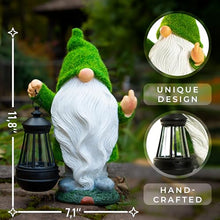 Load image into Gallery viewer, Redwix Flocked Green Moss Solar Garden Gnome
