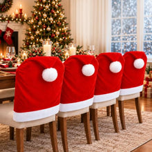 Load image into Gallery viewer, Santa Hat Chair Covers 4-Pack – Christmas Dining Chair Decor
