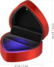 Load image into Gallery viewer, Heart Ring Box with LED Light – Velvet, Red
