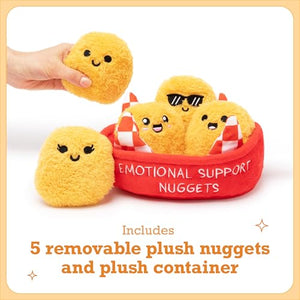 Emotional Support Chicken Nuggets Plush Set with Basket (5-Piece)