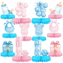 Load image into Gallery viewer, Gender Reveal Honeycomb Centerpieces – 12-Piece Table Decor Set
