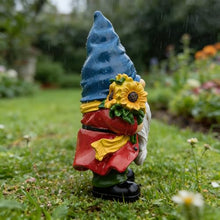 Load image into Gallery viewer, Bezseili Sunflower Bouquet Garden Gnome Statue – Hand-Painted Rustic Lawn &amp; Home Decor
