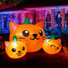 Load image into Gallery viewer, Halloween Pumpkin Cat Inflatable – 5ft LED Yard Decoration
