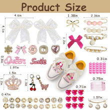 Load image into Gallery viewer, 80-Piece Pink &amp; Gold Shoe Charms &amp; Brooches Set – Y2K Coquette DIY Sneaker Accessories
