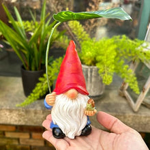 Load image into Gallery viewer, WSHMZYHOME Garden Gnome with Leaf Umbrella – Hand-Painted Resin Lawn Sculpture
