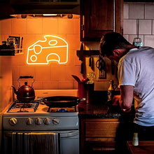 Load image into Gallery viewer, Golden Yellow LED Cheese Wedge Neon Wall Sign – USB-Powered Kitchen &amp; Business Decor
