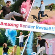 Load image into Gallery viewer, Gender Reveal Soccer Ball – Blue &amp; Pink Powder Explosion Ball
