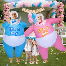 Load image into Gallery viewer, Baby Inflatable Costumes – Boy &amp; Girl Blow-Up Gender Reveal Suits
