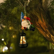 Load image into Gallery viewer, WONDHOME Hanging Climbing Solar Gnome Statue – Vine &amp; Lantern Tree Decor
