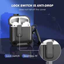 Load image into Gallery viewer, AirPods 1 &amp; 2 Case with Cleaning Kit – Locking Armor (Black)
