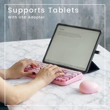 Load image into Gallery viewer, Wireless Mini Keyboard &amp; Mouse – Retro Round Keys (Pink)
