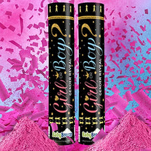Load image into Gallery viewer, Gender Reveal Confetti Cannons – Pink Powder &amp; Confetti Poppers
