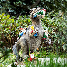 Load image into Gallery viewer, T-Rex Dinosaur Eating Garden Gnomes Statue – Funny Outdoor Lawn Sculpture
