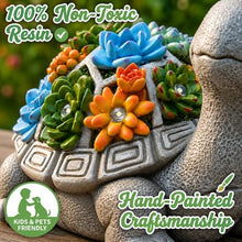 Load image into Gallery viewer, Solar Grey Turtle Garden Ornament – Recycled Eco-Friendly Resin Lawn Accent

