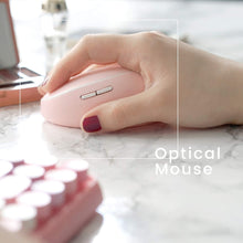 Load image into Gallery viewer, Wireless Mini Keyboard &amp; Mouse – Retro Round Keys (Pink)
